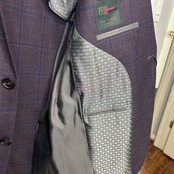 🔥 NWT Ted Baker London Men’s Blazer – Plum Check Windowpane – Size 38R - Picture 8 of 11
